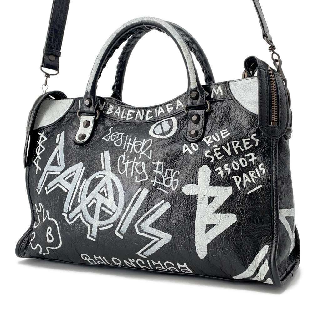 Balenciaga City Graffiti The Black Bag Shoulder